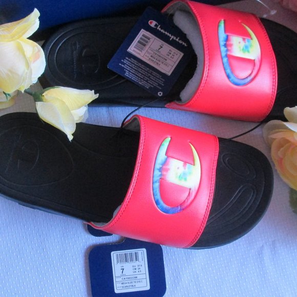 🤩 CHAMPION MEGA SLIDE SCARLETT BLACK WOMENS SLIDE SANDALS (SIZE 7) 🤩 - Picture 5 of 15